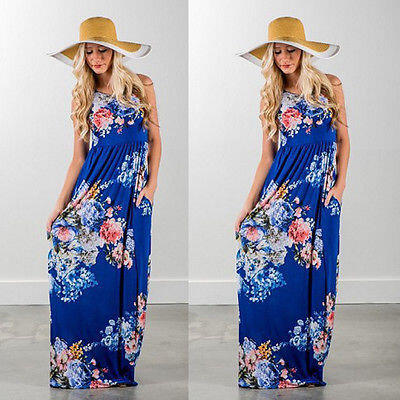 

Womens Maxi Boho Dress Floral Summer Beach Cocktail Evening Party Long Sundress