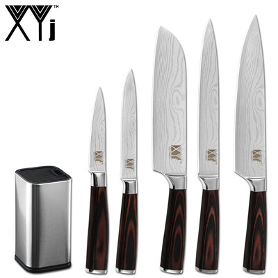 

XYj Stainless Steel 6Pcs Kitchen Knives Cooking Tools Damascus Veins Blade Chef Knife Kitchen Tools