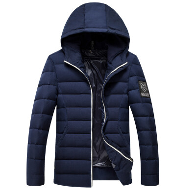 

Antarctic men's hooded down jacket fashion Korean version of the armband 90 white duck down jacket warm jacket 1901 Tibetan blue