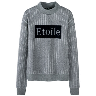 

Semir Women&39s round necklace head flocking loose long-sleeved T-shirt sweater 12316160207 gray tone S
