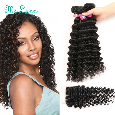 

Malaysian Deep Curly Hair With Frontal Closure Malaysian Virgin Hair Deep Wave With Closure Lace Frontal Closure With Bundles