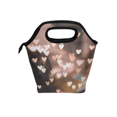 

Insulated Lunch Tote Bag Cute Love Travel Picnic Lunch Handbags Portable Zipper Lunch Bag Box