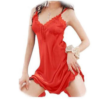 

Women Sexy Sleepwear Nightgown Satin Silk Babydoll Lace Robes Sleep Dress S-XL