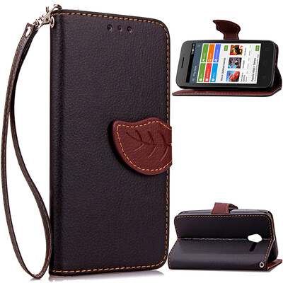 

Black Design PU Leather Flip Cover Wallet Card Holder Case for Alcatel OneTouch Pixi3 50