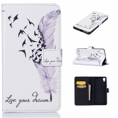 

Plumes Design PU Leather Flip Cover Wallet Card Holder Case for SONY Xperia X