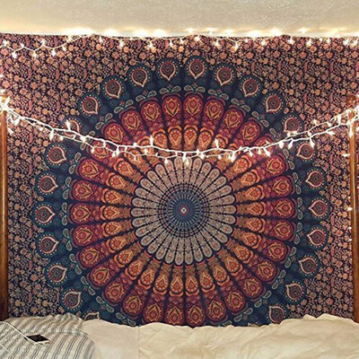 

Outdoor Indian hippie Bohemian Psychedelic Peacock Mandala Wall hanging Bedding Tapestry