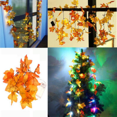 

10 LED Fall Leaves String Light Lamp Autumn Leaf Garland Battery Operated Decor