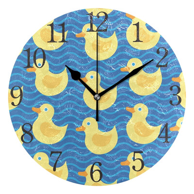 

Wall Clock Arabic Numerals Design Pattern With Yellow Duck Round