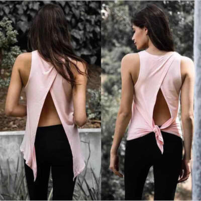

Womens YOGA VEST Sexy Backless Sports Top Fitness Tank T-Shirt Gym Tops Shirts