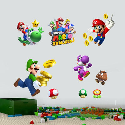 

Super Mario Bros Wall Art Decals Sticker Kids baby Room Decor Removable Mural