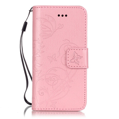 

Gold Flower Design PU Leather Flip Cover Wallet Card Holder Case for IPHONE 5C