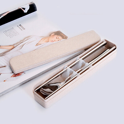 

【Jingdong Supermarket】 Sunshine flying song 304 stainless steel chopsticks spoon fork Korean tableware portable box student chopsticks spoon fork three sets