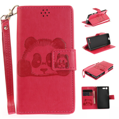 

Rose Panda Style Embossing Classic Flip Cover with Stand Function and Credit Card Slot for SONY Xperia X Compact/X Mini