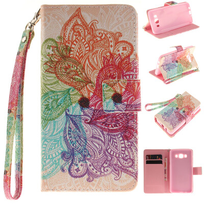 

Colorful flowers Design PU Leather Flip Cover Wallet Card Holder Case for SAMSUNG GALAXY J5 2016 J510