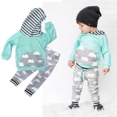 

0-18M Baby Boy Girl Casual Hoodie Sweatshirt Top Long Pants Leggings Outfit Set