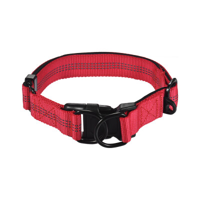 

Strong Durable Dog Collar Dual D-ring Nylon Length Adjustable Reflective Strips Comfortable Neck Pet Collars for Large Medium Dogs