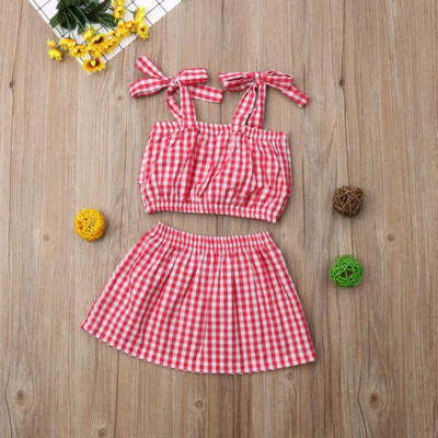 

2PCS Toddler Kids Baby Girls Summer Clothes T-shirt TopsShort Skirts Outfits UK