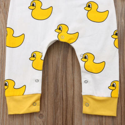 

UK Newborn Baby Boy Girl Yellow Duck Cotton Romper Jumpsuit Outfit Clothes 0-24M