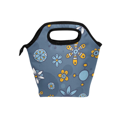 

Lunch Tote Bag Small Pattern Travel Picnic Insulated Lunch Handbags Portable Zipper Lunch Bag Box