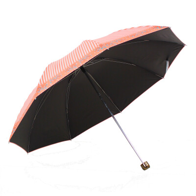 

Jingdong Supermarket] Paradise umbrella UPF50 + increase reinforcement black silk screen striped flower three fold rigid bar steel sunny umbrella sun umbrella orange 30056ELCJ