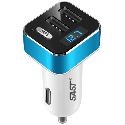 

SAST Car Kit MP3 Bluetooth Music Player AY-T17S Blue 3.4A Double USB Ports LED Screen Voltage Detector