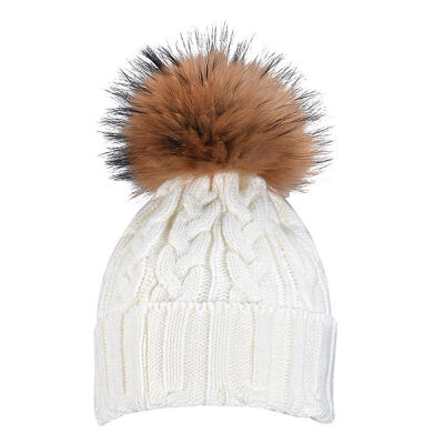 

MyMei Womens Rabbit Fur Hat Knit Woolen Yarn Warm Hat