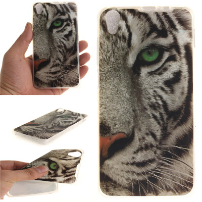 

White Tiger Pattern Soft Thin TPU Rubber Silicone Gel Case Cover for Lenovo S850