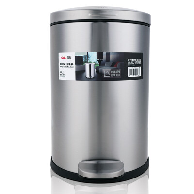 

Effective (deli) 9551 fashion pedal stainless steel trash hydraulic slow down low noise deodorant 5L