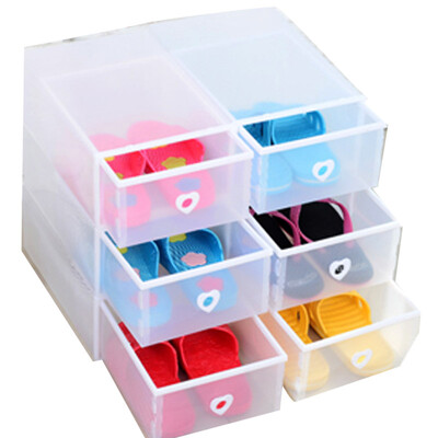 

Qing Wei transparent shoe box thick drawer combination of plastic storage box male models 6 loaded white