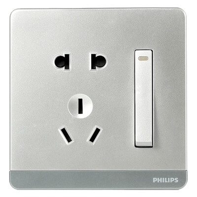 

Philips (PHILIPS) switch socket escape series 16A three hole socket with switch texture silver