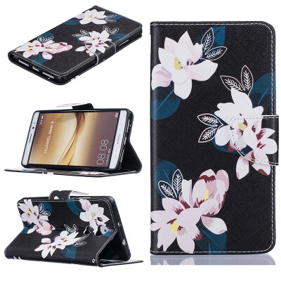 

Black lily Design PU Leather Flip Cover Wallet Card Holder Case for HUAWEI Mate8