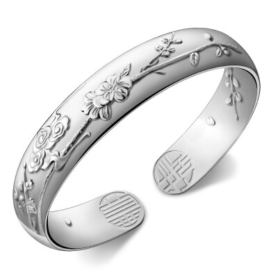 

Hundred years of treasure-silver bracelet full of silver silver mouth wide original original four seasons flowers Shenqiu send mother silver Christmas Valentine's Day to send his girlfriend