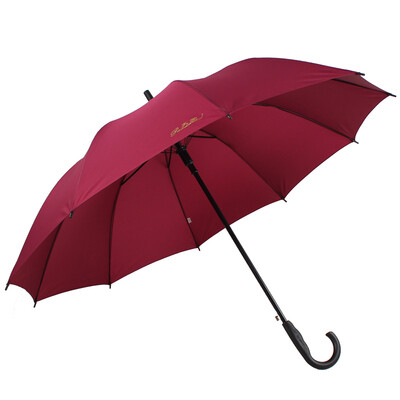 

Heavenly umbrella solid color intensified reinforcement strong water repellent a dry black rod steel self-open straight business business clear sun umbrella sauce red 193E