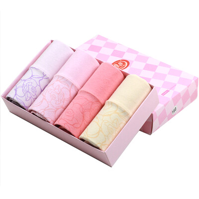 

Langsha ladies underwear printed cotton high waist abdomen hip stretch cotton lapel 4 gift box 165 L