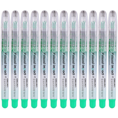 

Flexible deli green straight liquid marker fluorescent pen marker 12 pcs box S618
