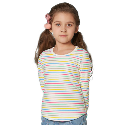 

JJLKIDS Partner Club children's clothing girls long-sleeved children's striped shirt sweater GCT62002 horse gray 110