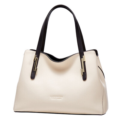

Old head (LAORENTOU) female bag leather elegant shoulder bag fashion wild handbag large capacity ladies bag 958J121L1D rice white