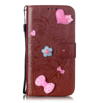 

Brown Flower Design PU Leather Flip Cover Wallet Card Holder Case for MOTO G4