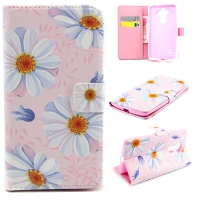 

Pink Flower Design PU Leather Flip Cover Wallet Card Holder Case for LG Stylus LS770