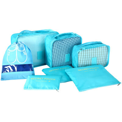 

Jingdong Supermarket] Jingtang Korean version of the waterproof travel luggage storage bag 6 sets of a collection of thickened storage dust bag blue