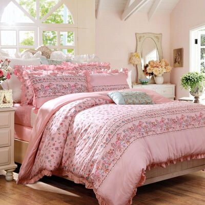 

Bravo Fu Anna produced bedding cotton twill printing four-piece holiday party 15 meters bed size standard pink