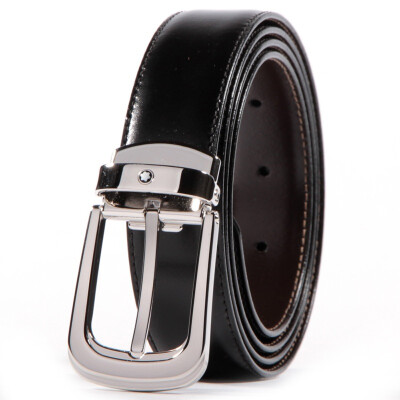 

MONTBLANC black brown horseshoe pin buckle belt belt 106603