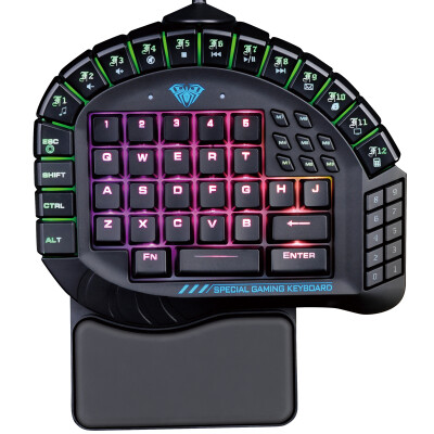 

Trolley AULA controls the custom RGB one-hand mechanical keyboard green axis