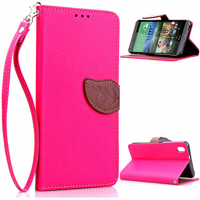 

Pink Design PU Leather Flip Cover Wallet Card Holder Case for HTC Desire 816