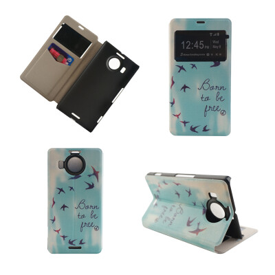 

Flying Birds Sky Design PU Leather Flip Cover Wallet Card Holder Case for Microsoft Lumia 950