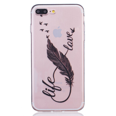 

8 Words feathers Dress girl Pattern Soft Thin TPU Rubber Silicone Gel Case Cover for IPHONE 7 Plus