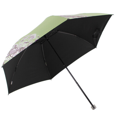 

Jingdong supermarket] umbrella umbrella UPF50 + carbon fiber umbrella all shade black plastic blossom three fold sunny umbrella sun umbrella green 33372E