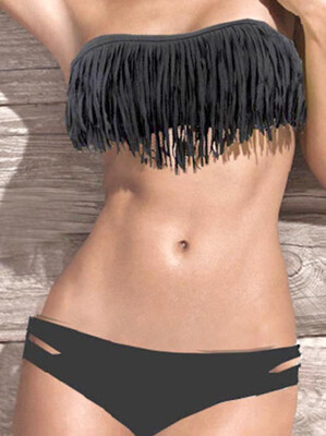 

Sexy Womens Padded Tassel Bandeau Boho Fringe Top Bikini Set Swimsuit Swimwear 330044 330050