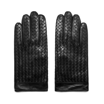 

MARJA KURKI imported sheepskin fashion woven pattern design gloves mens winter warm black 5V91M399