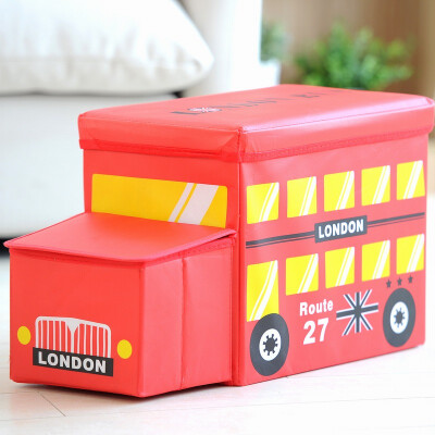 

[Jingdong supermarket] space excellent children's cartoon toys can be folded folding stool creative folding storage box a loaded 30L London bus